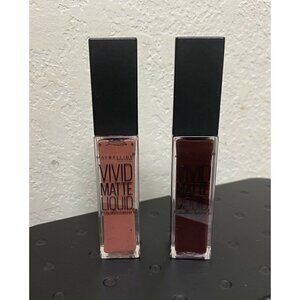 LOT OF 2 Maybelline Vivid Matte Liquid lipstick NUDE THRILL & CORRUPT CRANBERRY